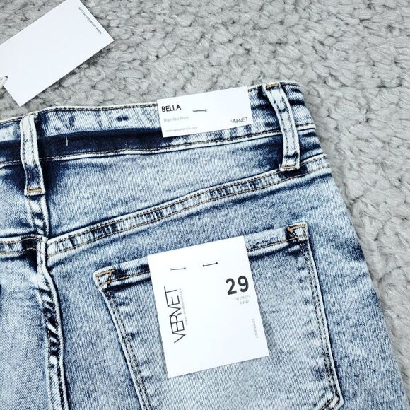 Vervet Bella High Rise Cropped Flare Light Wash Blue Distressed Crop Size 29 - Picture 5 of 8
